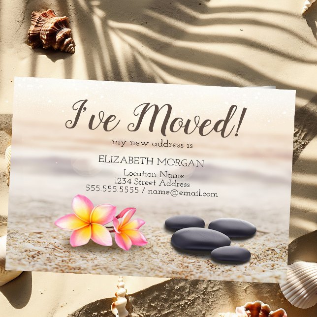 I've Moved,Zen Stones,Flowers,New Address  Announcement Postcard (Creator Uploaded)
