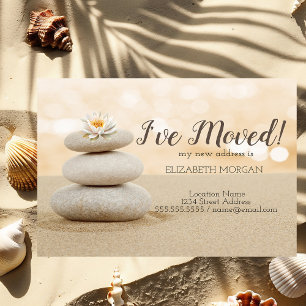 I've Moved Zen Stones Lotus Sand New Address  Announcement Postcard