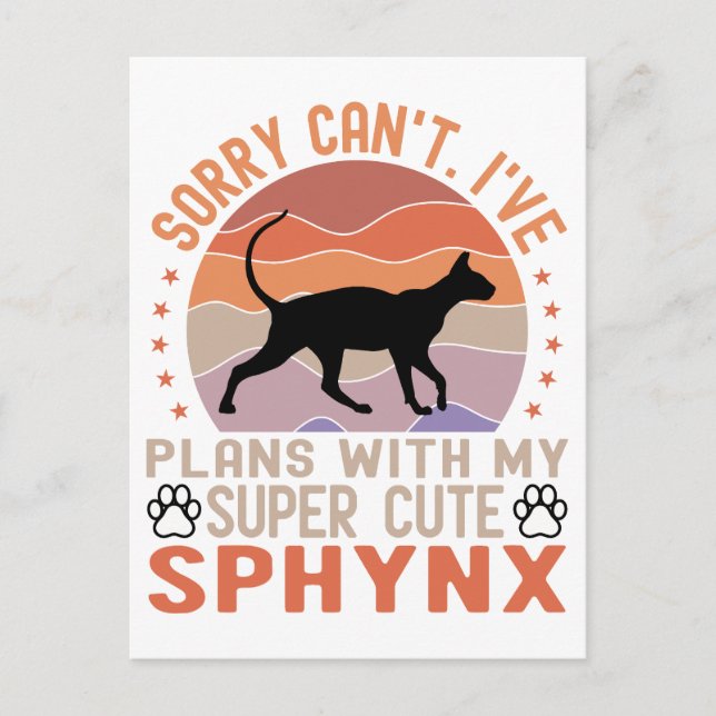 I've plans with my Sphynx cat Postcard (Front)