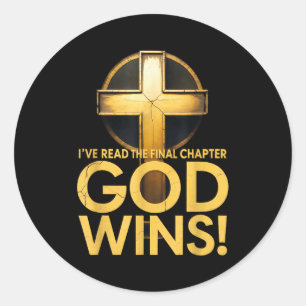 Ive Read The Final Chapter God Wins Cross Christia Classic Round Sticker