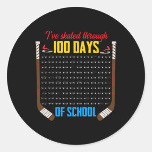 I've Skated Through 100 Days Of School Hockey Stud Classic Round Sticker