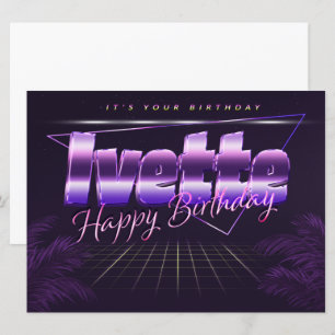 Ivette Name Vorname lila retro Karte Geburtstag Card