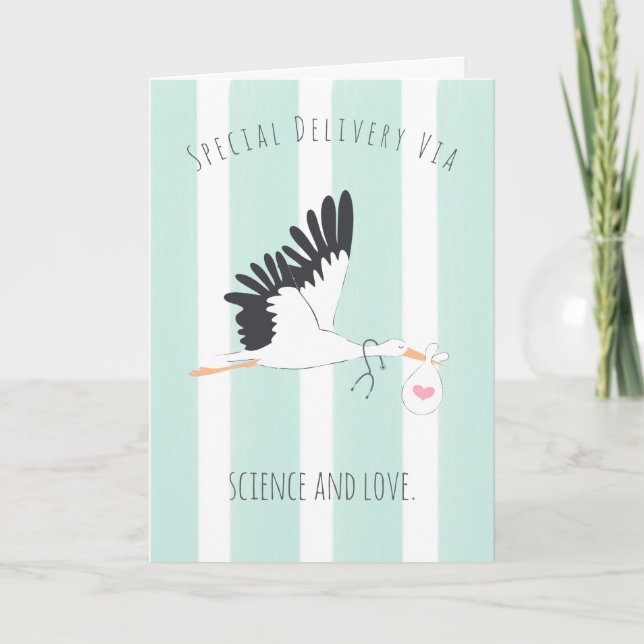 IVF Baby Stork’s Special Delivery Greeting Card  (Front)