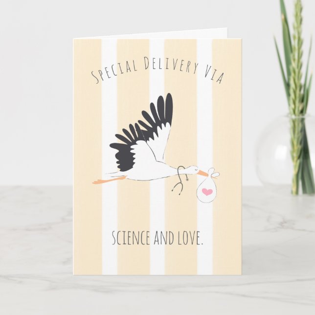 IVF Baby Stork’s Special Delivery Greeting Card  (Front)