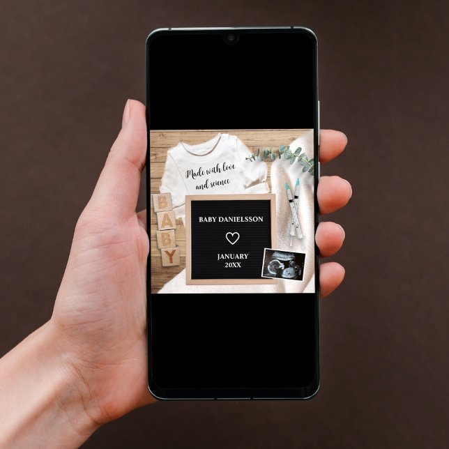 IVF Made With Love And Science Sonogram Preganancy Announcement (ivf photo pregnancy announcement digital pregnancy reveal made with love and science sonogram )