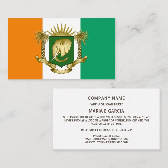 Ivorian Flag & Coat of Arms, Flag of Côte d'Ivoire Business Card (Front/Back)