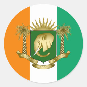 Ivorian Flag & Coat of Arms, Flag of Côte d'Ivoire Classic Round Sticker