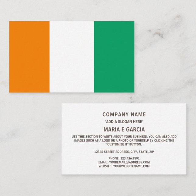 Ivorian Flag, Flag of Côte d'Ivoire Business Card (Front/Back)