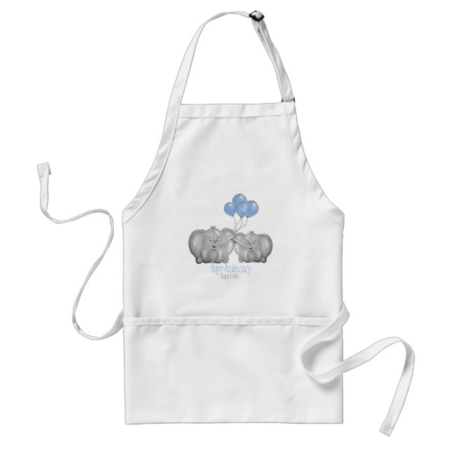 Ivory 14th wedding anniversary elephant couple standard apron (Front)