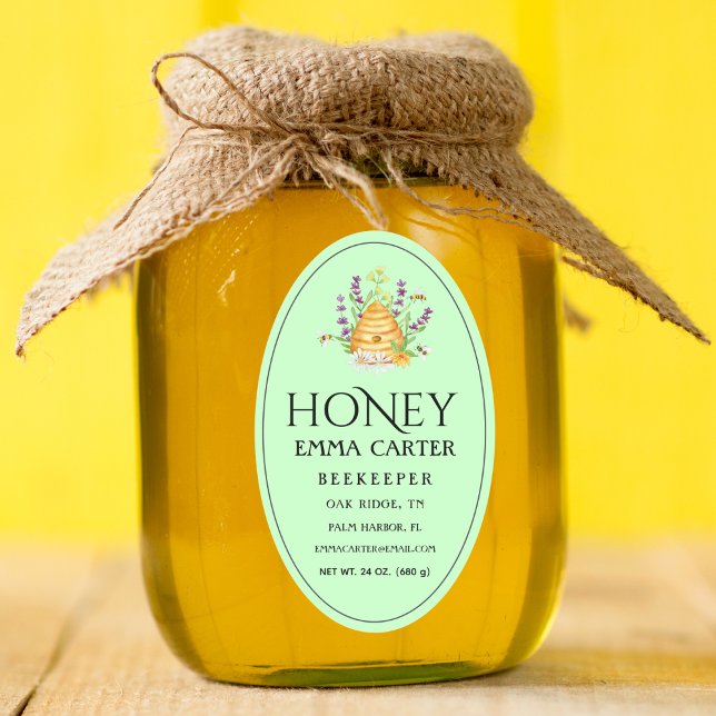 Ivory 24 oz Queen-line Honey Label (Honey jar Sticker)