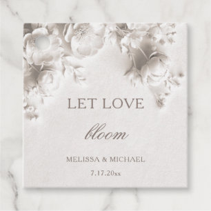 Ivory 3D Flowers Let Love Bloom Favour Tags