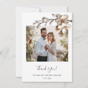 Ivory 3D Magnolia Flower Thank You Card