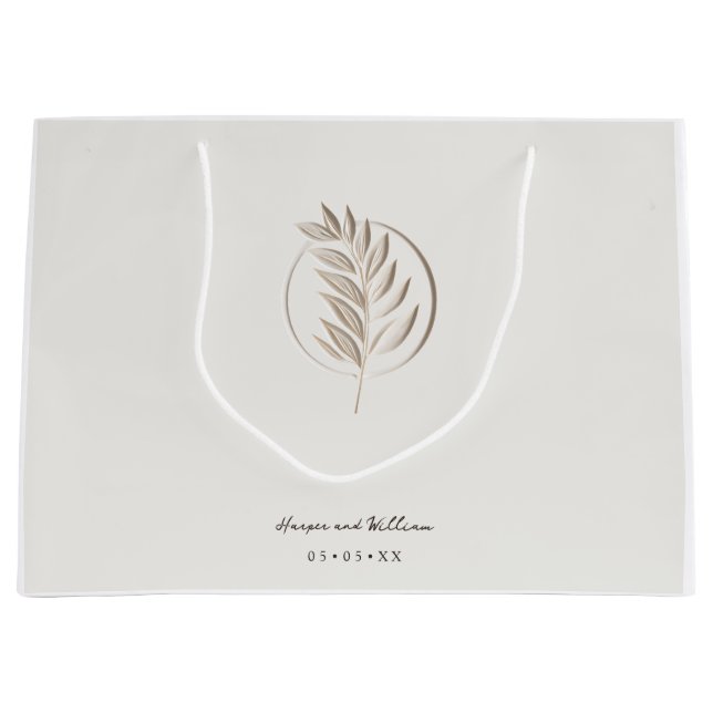Ivory 3d twig wedding large gift bag (Front)