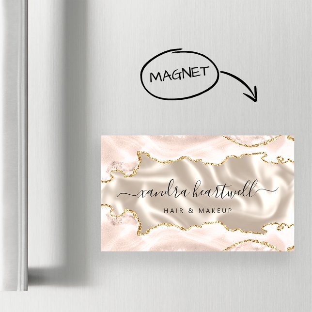 Ivory Agate Gold Glitter Luxury Magnetic Business Card (Creator Uploaded)