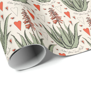 Ivory Aloe You Vera Much Orange Aloe Plant & Heart Wrapping Paper