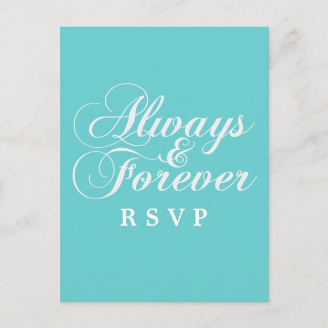 Ivory Always & Forever Wedding RSVP Postcard (Front)