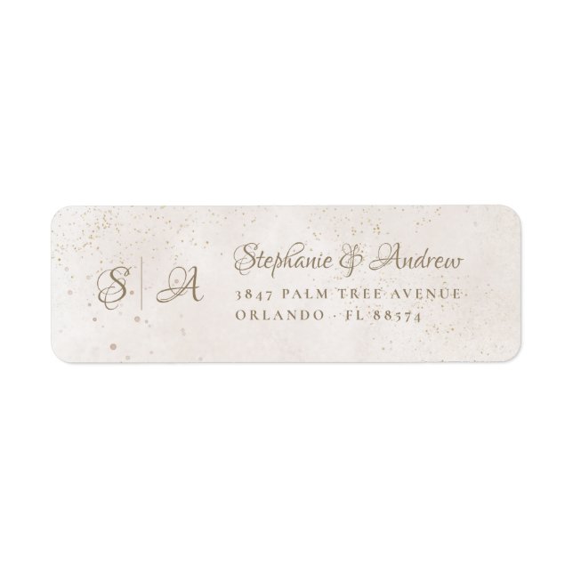 Ivory and beige Monogram Wedding Return Address (Front)