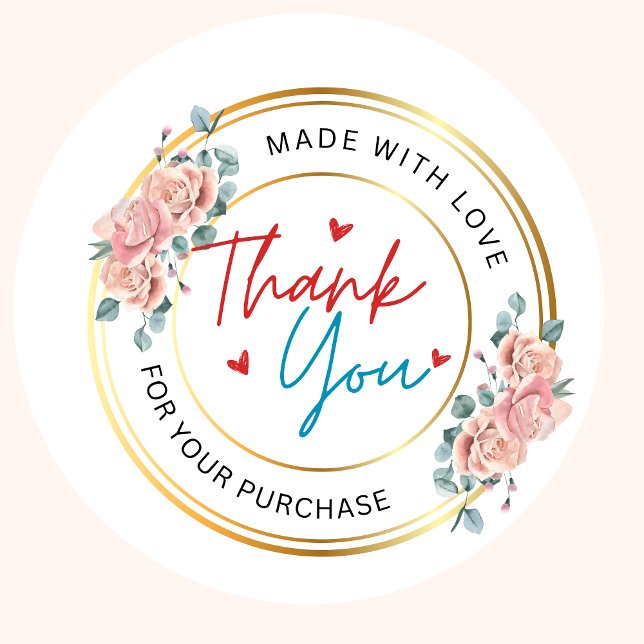 ivory_and_beign_rustic_and_gold_floral_buiness_cla classic round sticker (personalised sticker)