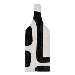 Ivory and Black Abstract Glass Cutting Board