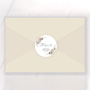 Ivory And Blue Boho Floral Bridal Shower Classic Round Sticker
