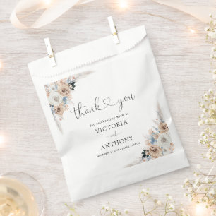 Ivory And Blue Boho Floral Bridal Shower Favour Ba Bags