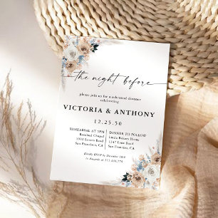 Ivory and Blue Boho Floral The Night Before Invitation