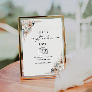 Ivory And Blue Boho Help Us Capture The Love Sign