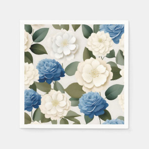 Ivory and Blue Hydrangea Napkin