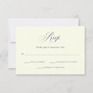 Ivory and Blue   Italian Elegance Wedding RSVP Card