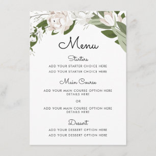 Ivory and Blush Wedding Sprigs Menu Card