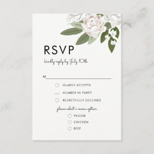 Ivory and Blush Wedding Sprigs, RSVP Menu Card