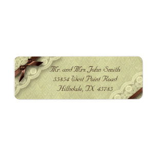 Ivory and Brown Lace Vintage Wedding Address Label