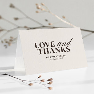 Ivory and Brown Neutral Classic Luxe Wedding Thank You Card