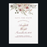 Ivory and Burgundy Watercolors Floral Save the Dat Date<br><div class="desc">Burgundy (Marsala) and ivory (cream) watercolors,  elegant floral save the date invitations</div>