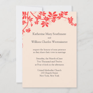 Ivory And Coral Wedding Invitations