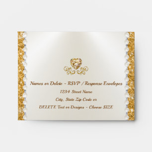 Ivory and Gold A2 Envelopes. Customisable RSVP Envelope