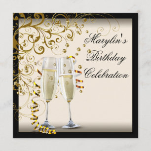 Ivory and Gold Birthday Party Invitation