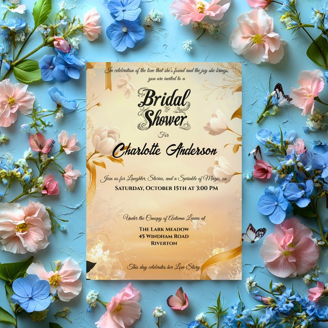 Ivory and Gold Bridal Shower with Lace and Floral Invitation (Creator Uploaded)