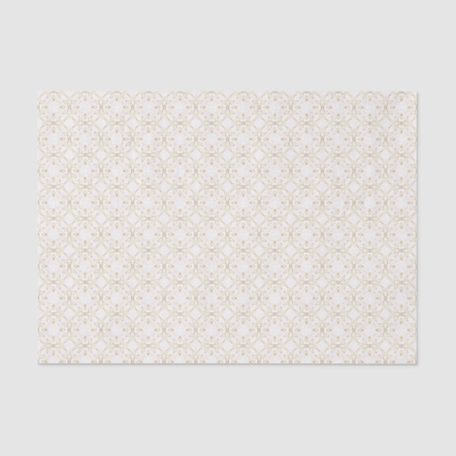 Ivory and Gold Floral Geometric Seamless Tissue Paper (Front)