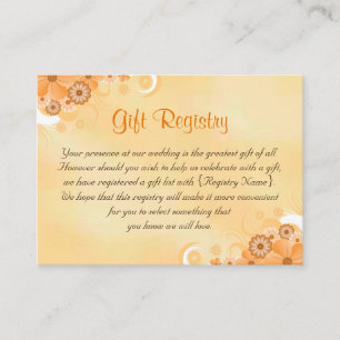 Ivory and Gold Floral Wedding Gift Registry Enclosure Card