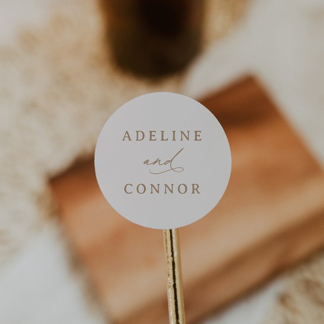 Ivory and Gold Gold Calligraphy Wedding Classic Round Sticker (Creator Uploaded)
