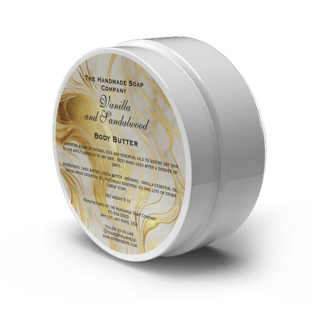 Ivory and Gold Marble Cosmetics Jar Label (Creator Uploaded)