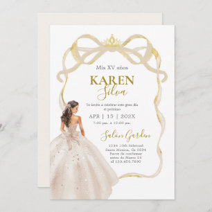 Ivory and Gold Quinceanera Invitation