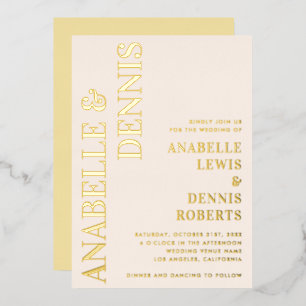 Ivory and Gold Retro Font Minimalist Wedding Real