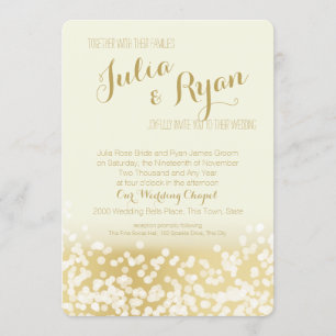 Ivory and Gold Sparkle Lights Wedding Invitation