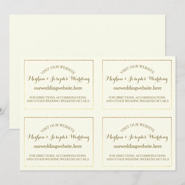 Ivory and Gold Wedding Information Cards (Front/Back)