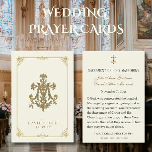 Ivory and Gold Wedding Marian Cross Holy Card