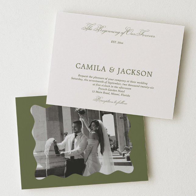 Ivory and Green Wedding  Invitation (Creator Uploaded)