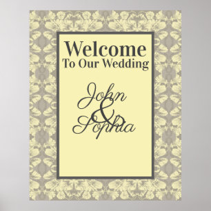 Ivory and Grey Floral Announcement Poster