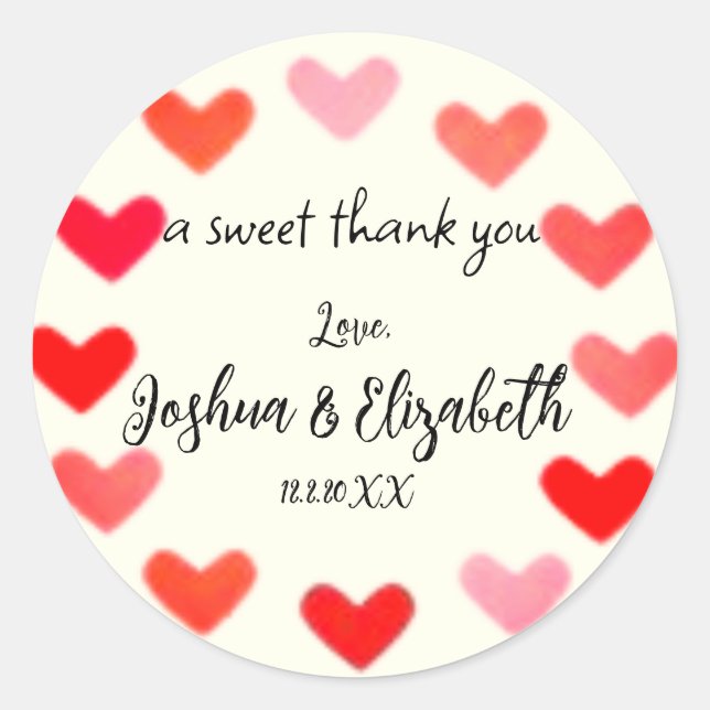 Ivory and Hearts Engagement or Wedding Favour  Classic Round Sticker (Front)